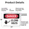 Signmission 13200 Volts Danger Sign, Plastic, 24in W x 18in L, 2PK OS-2PACK-DS-P-1824-L-1006 - alternate 7